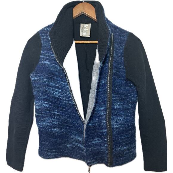 ANTHROPOLOGIE DOLAN Virgin Wool Sweater Womens Sz M Asymmetrical Zip Grunge Moto - Picture 2 of 12